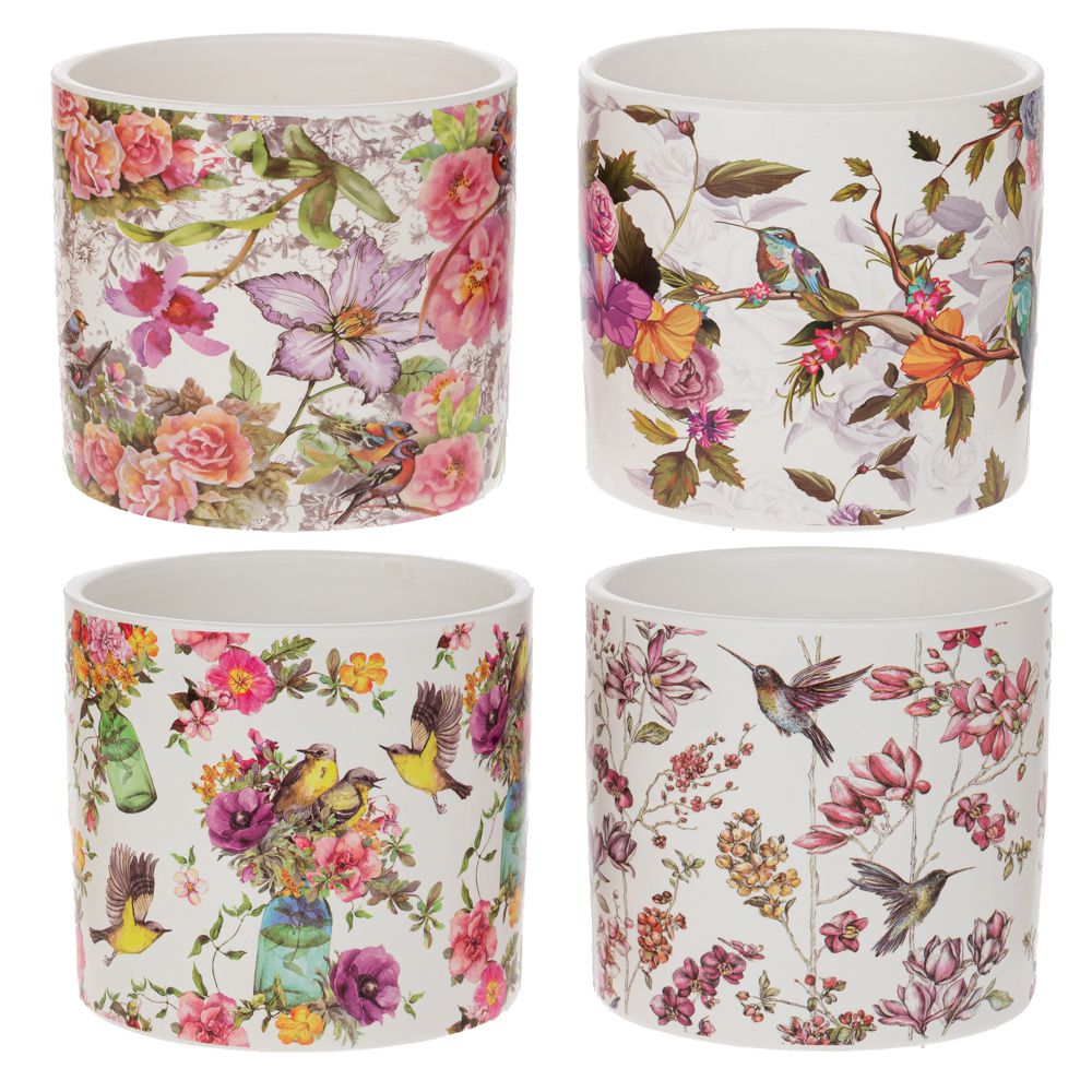 92977 ΚΕΡΑΜΙΚΟ ΚΑΣΠΩ ΜΕ ΔΕΝΤΡΑ AND ΠΟΥΛΙΑ 13Χ13Χ12ΕΚ 4 ΧΡΩΜΑΤΑ - Image 1