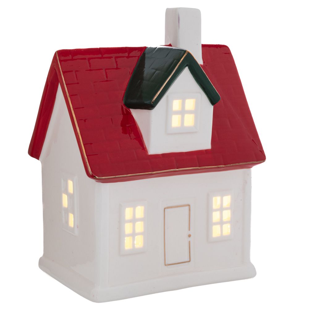 93516 ΛΕΥΚΟ ΚΟΚ ΠΗΛΙΝΟ ΣΠΙΤΑΚΙ ΜΕ LED 13,5X10X18EK - Image 1