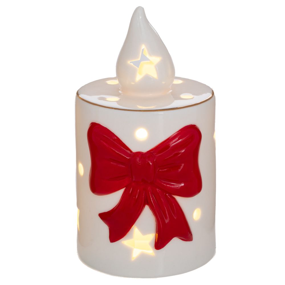 93519 ΛΕΥΚΟ ΠΗΛΙΝΟ ΚΕΡΙ ΜΕ ΚΟΚΚΙΝΟ ΦΙΟΓΚΟ 6,5Χ7Χ12ΕΚ - Image 1