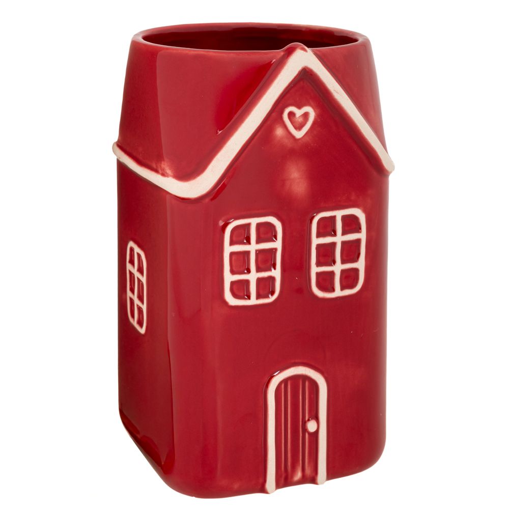 93594 ΚΟΚΚΙΝΟ ΚΕΡΑΜΙΚΟ ΚΑΣΠΩ ΜΕ ΑΝΑΓΛΥΦΟ ΣΧΕΔΙΟ ΣΠΙΤΙΟΥ Φ10,5Χ18ΕΚ - Image 1