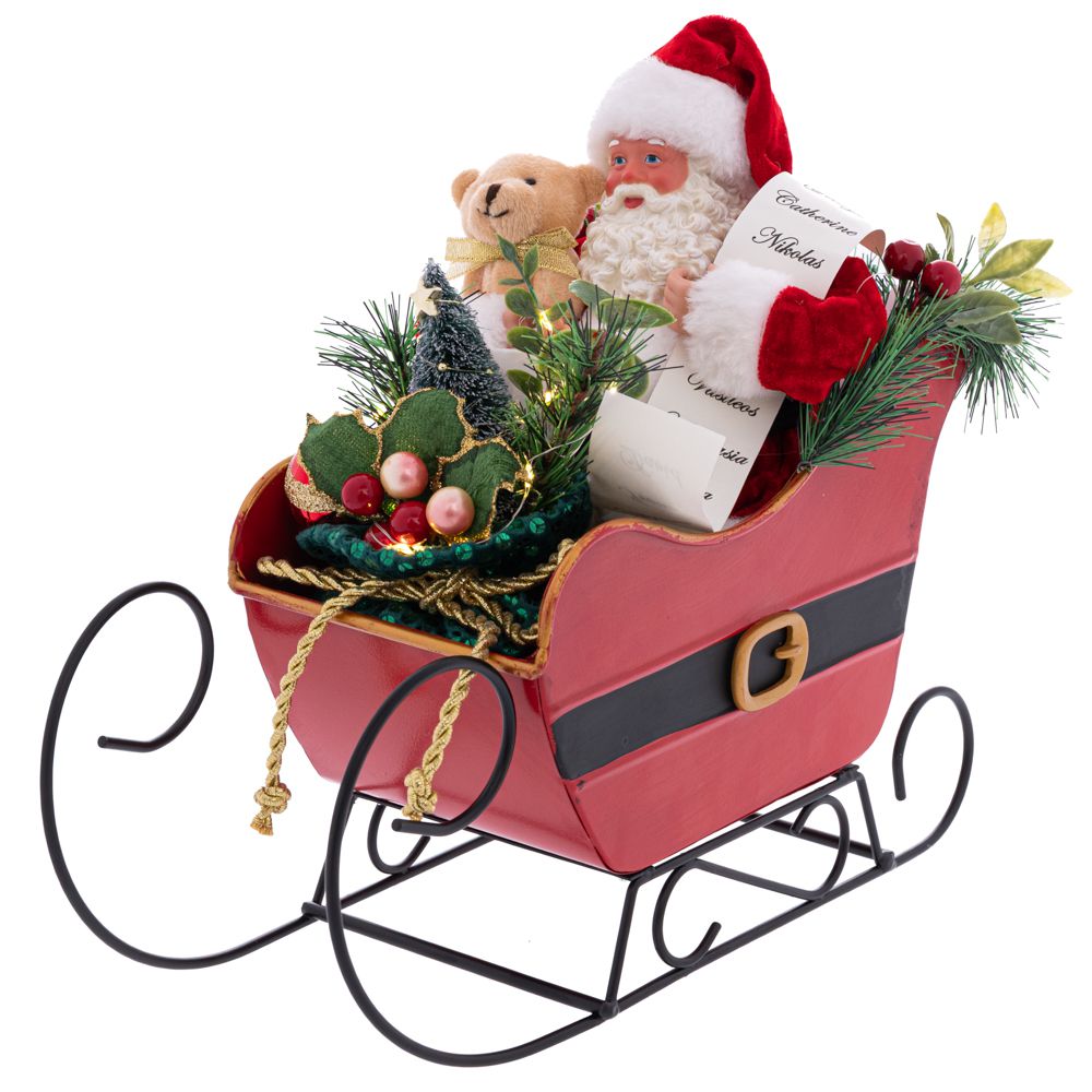 93702 ΚΟΚΚΙΝΟΣ ΑΓΙΟΣ ΒΑΣΙΛΗΣ ΣΕ ΕΛΚΥΘΡΟ ΜΕ ΔΩΡΑ ΜΕ ΜΟΥΣΙΚΗ ΚΑΙ ΦΩΣ 13Χ30Χ30ΕΚ - Image 1