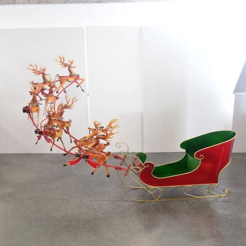 93882 ΚΟΚΚΙΝΟ -ΠΡΑΣΙΝΟ ΜΕΤΑΛΛΙΚΟ ΕΛΚΥΘΡΟ ΜΕ ΟΧΤΩ ΜΕΤΑΛΛΙΚΑ ΕΛΑΦΙΑ ΣΤΟΝ ΑΕΡΑ 93Χ39Χ90ΕΚ - Image 1