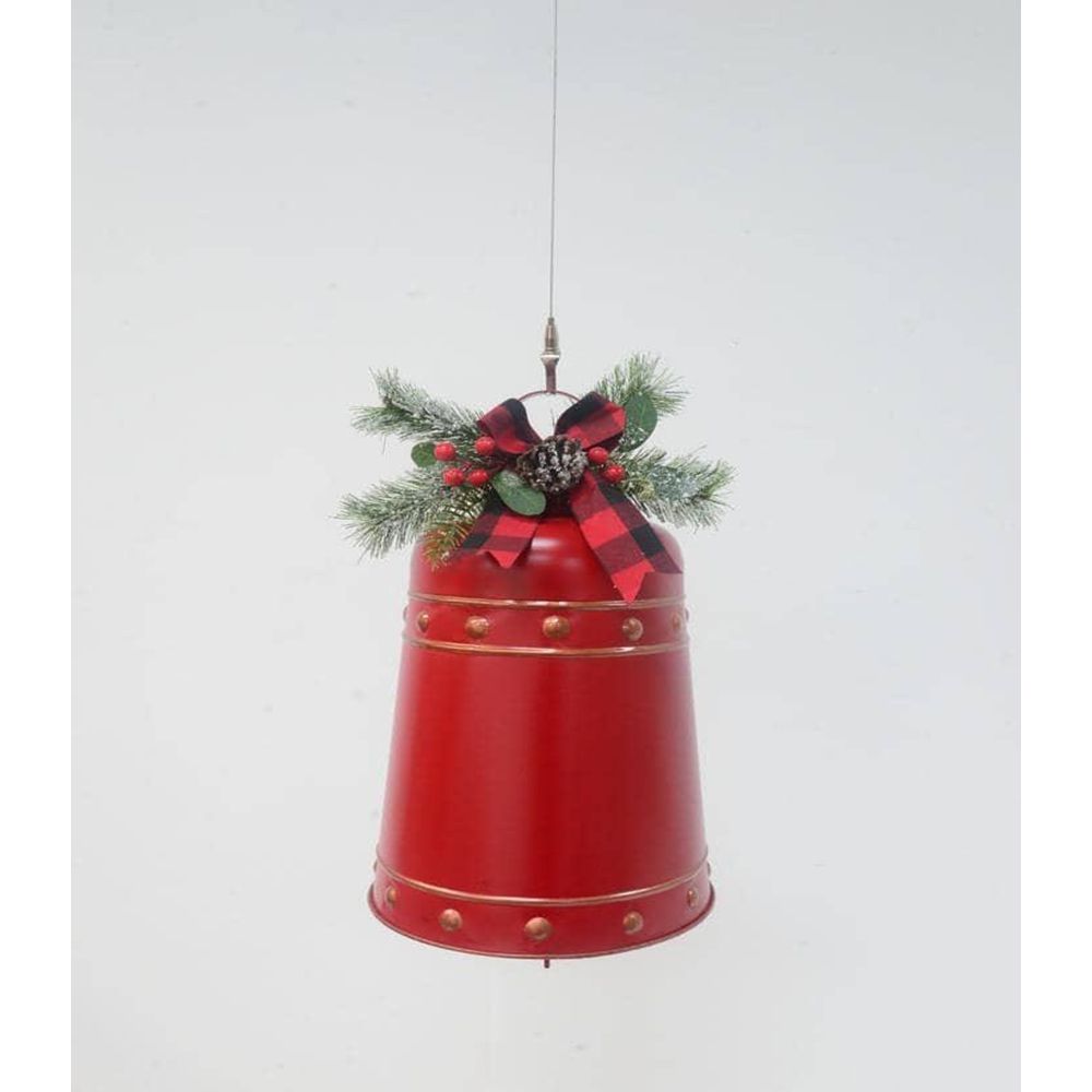 93887 ΚΟΚΚΙΝΗ ΚΡΕΜΑΣΤΗ ΜΕΤΑΛΛΙΚΗ ΣΤΟΛΙΣΜΕΝΗ ΚΑΜΠΑΝΑ 26,5Χ26,5Χ50ΕΚ - Image 1