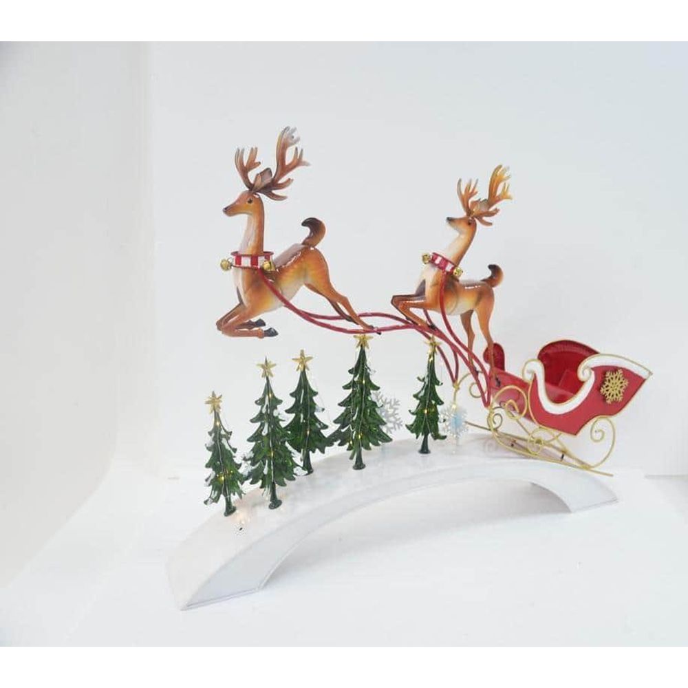 93908 ΛΕΥΚΗ ΜΕΤΑΛΛΙΚΗ ΓΕΦΥΡΑ ΜΕ ΠΡΑΣΙΝΑ ΔΕΝΤΡΑΚΙΑ,ΔΥΟ ΚΑΦΕ ΤΑΡΑΝΔΟΥΣ ΚΑΙ ΚΟΚΚΙΝΟ ΕΛΚΥΘΡΟ 103Χ415Χ71,5ΕΚ - Image 1