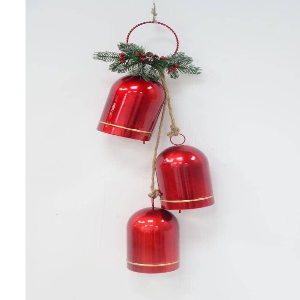 93915 ΚΟΚΚΙΝΕΣ ΚΡΕΜΑΣΤΕΣ ΜΕΤΑΛΛΙΚΕΣ ΣΤΟΛΙΣΜΕΝΕΣ ΚΑΜΠΑΝΕΣ 30Χ25,5Χ90ΕΚ - Image 1