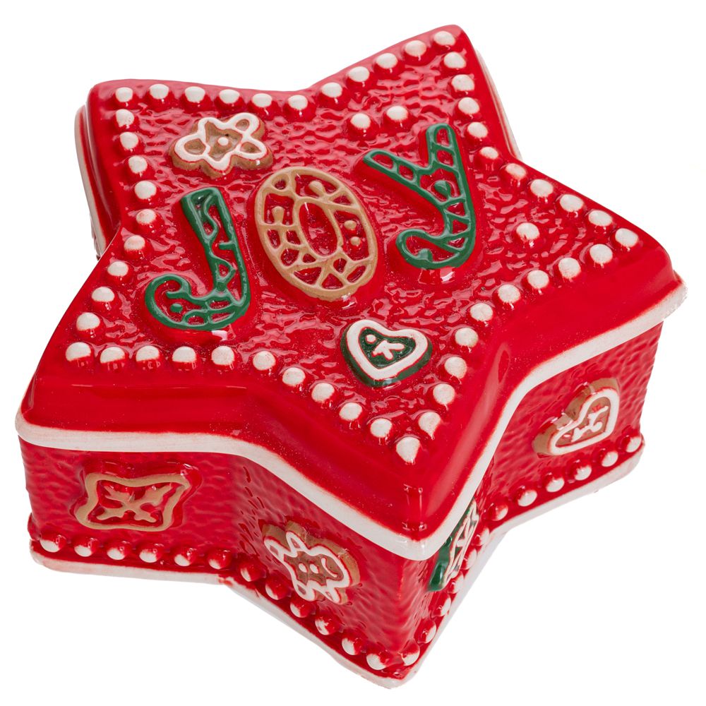 94100 ΚΟΚΚΙΝΗ ΚΕΡΑΜΙΚΗ ΜΠΙΣΚΟΤΙΕΡΑ ΣΕ ΣΧΗΜΑ ΑΣΤΕΡΙΟΥ ΜΕ ΑΝΑΓΛΥΦΑ ΣΧΕΔΙΑ ΖΑΧΑΡΩΤΩΝ 13Χ13Χ17ΕΚ - Image 1