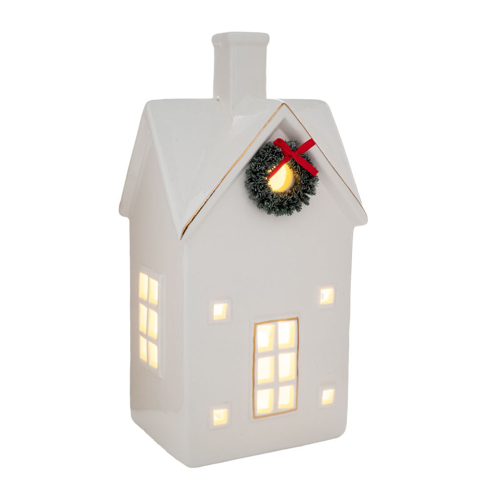 94326 ΛΕΥΚΟ ΚΕΡΑΜΙΚΟ ΣΠΙΤΑΚΙ ΜΕ LED ΦΩΣ ΜΠΑΤΑΡΙΑΣ 10Χ9Χ19ΕΚ - Image 1