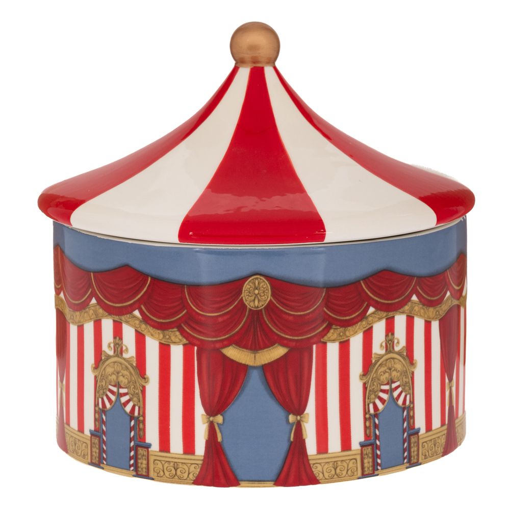 94338 ΚΟΚΚΙΝΗ ΛΕΥΚΗ ΚΕΡΑΜΙΚΗ ΜΠΙΣΚΟΤΙΕΡΑ ΣΕ ΣΧΗΜΑ ΤΣΙΡΚΟΥ Φ18Χ17ΕΚ - Image 1