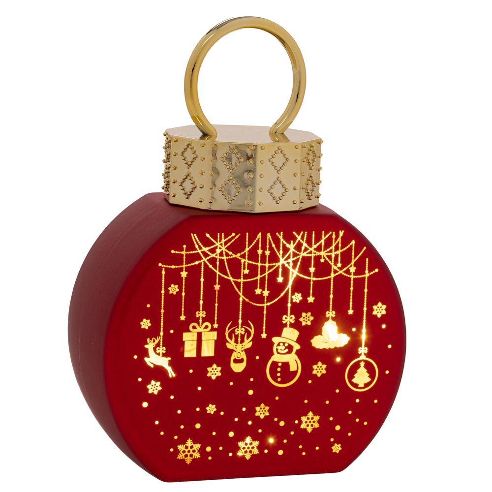 94444 ΚΟΚΚΙΝΗ ΓΥΑΛΙΝΗ ΜΠΑΛΑ ΠΛΑΚΕ ΜΕ ΘΕΡΜΟ LED ΦΩΣ 11,5Χ6Χ16,5ΕΚ ΜΠΑΤΑΡΙΑΣ - Image 1