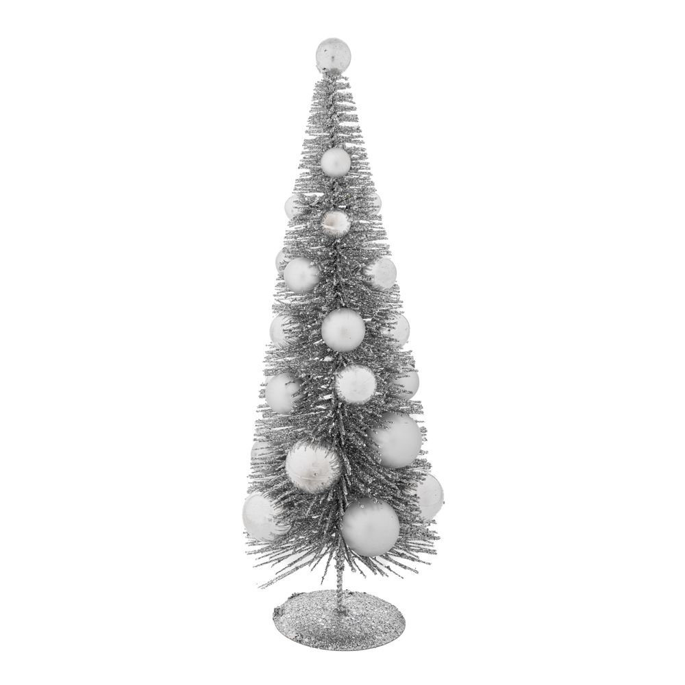 94592 ΑΣΗΜΙ ΔΕΝΔΡΑΚΙ ΜΕ ΑΣΗΜΙ ΜΠΑΛΕΣ ΣΕ GLITTER ΑΣΗΜΙ ΒΑΣΗ 40ΕΚ - Image 1