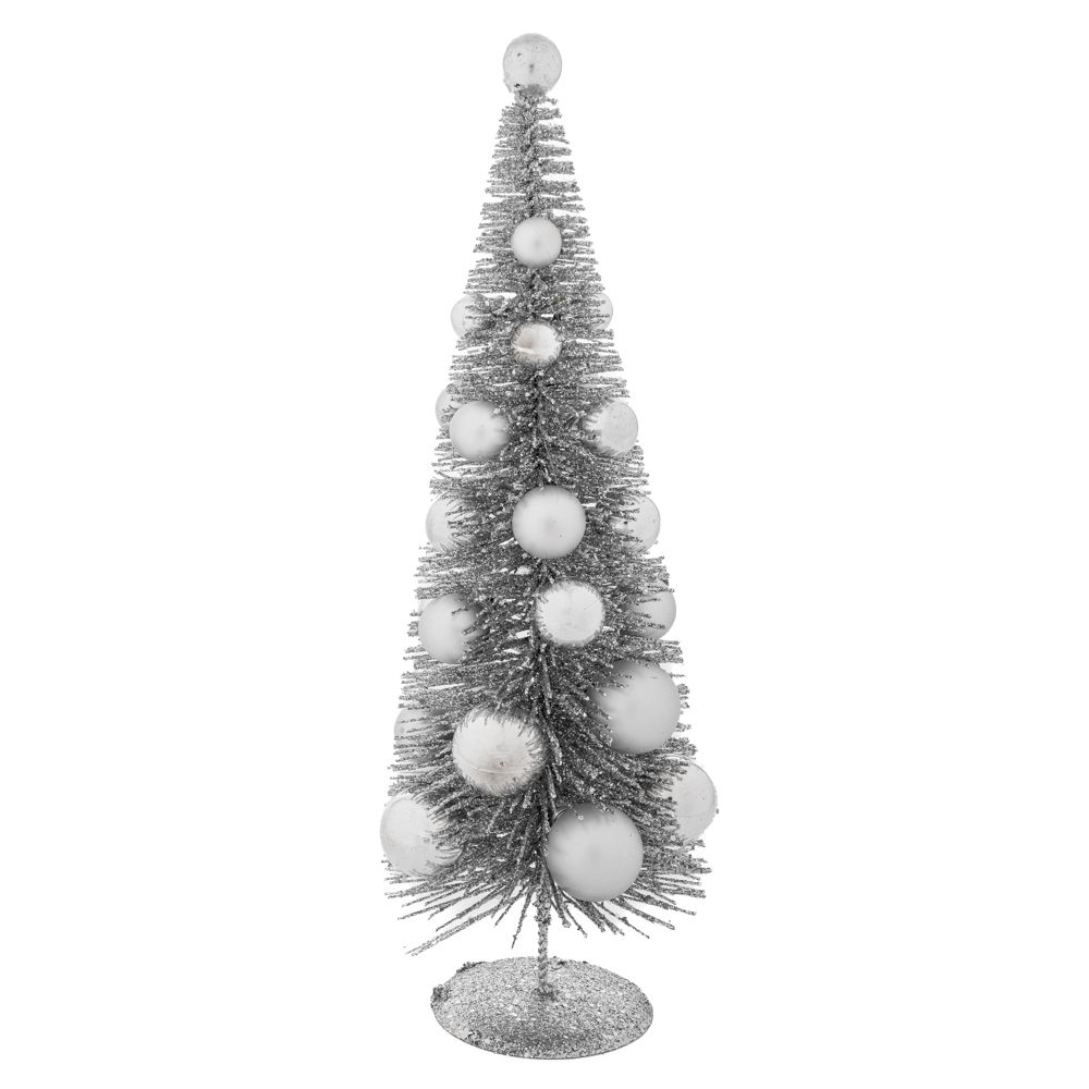 94595 ΑΣΗΜΙ ΔΕΝΔΡΑΚΙ ΜΕ ΑΣΗΜΙ ΜΠΑΛΕΣ ΣΕ GLITTER ΑΣΗΜΙ ΒΑΣΗ 50ΕΚ - Image 1