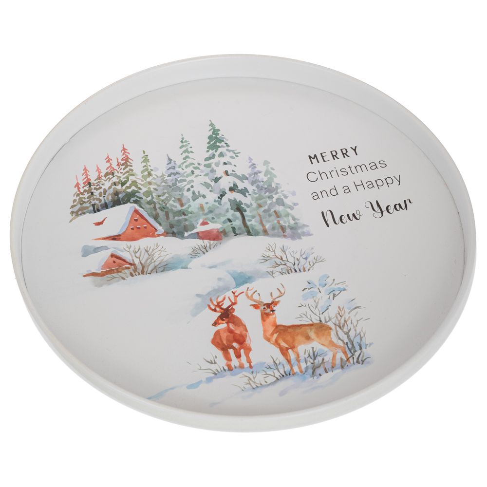 94729 ΛΕΥΚΟΣ ΜΕΤΑΛΛΙΚΟΣ ΣΤΡΟΓΓΥΛΟΣ ΔΙΣΚΟΣ ΜΕ ΕΛΑΦΙ 30.5Χ30.5Χ2.1ΕΚ. - Image 1