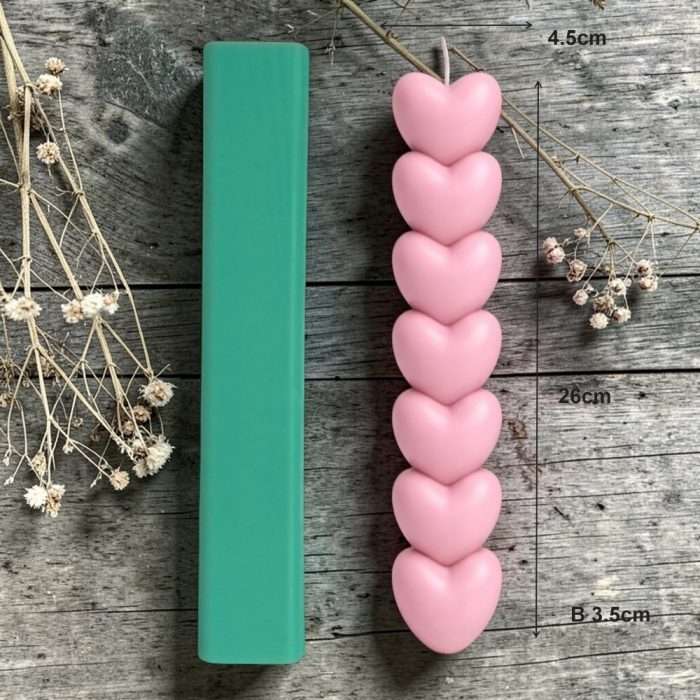 Καλούπι Σιλικόνης Για Λαμπάδες Καρδιές 4.5x26x3.5cm - Image 2