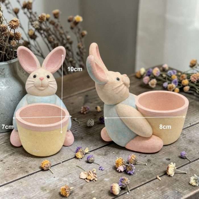 Καλούπι Σιλικόνης Λαγουδάκι Με Γλαστράκι 7x10x8cm - Image 3